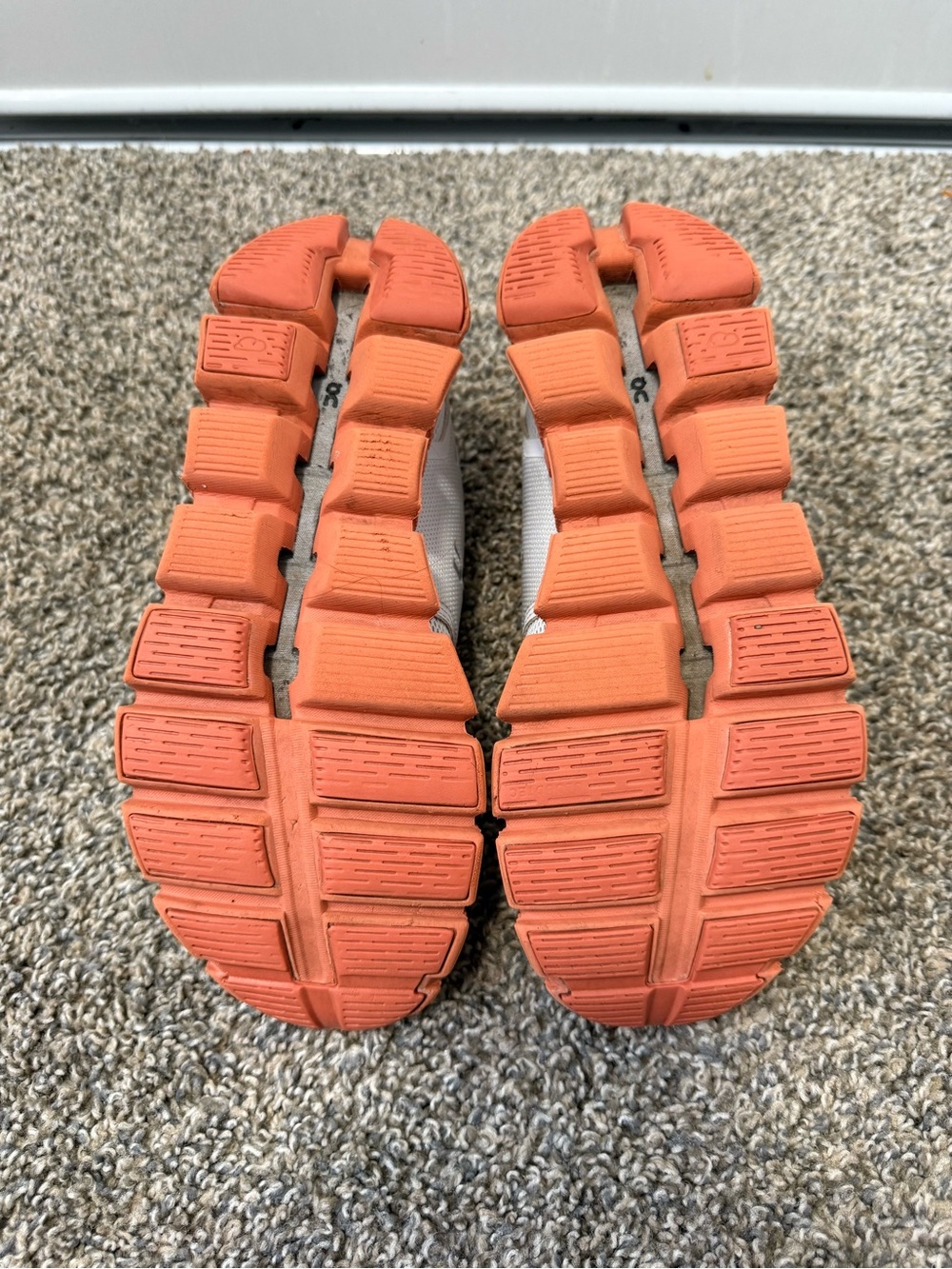 On Running Women's White and Coral Cloudsurfer Running Shoes - Picture 5 of 6